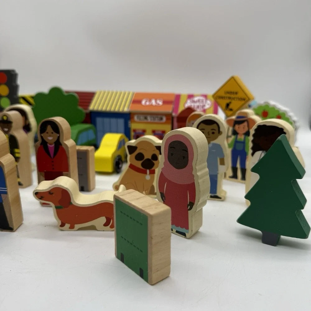 Unbranded Mixed Lot Of Wooden People Shops Cars And More